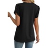 image:imageWIHOLL Womens Tops Dressy Casual Petal Sleeve Summer Spring Short Sleeve V Neck Shirts Work Business Vacation Clothes 2026Black