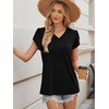 image:imageWIHOLL Womens Tops Dressy Casual Petal Sleeve Summer Spring Short Sleeve V Neck Shirts Work Business Vacation Clothes 2026Black