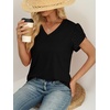 image:imageWIHOLL Womens Tops Dressy Casual Petal Sleeve Summer Spring Short Sleeve V Neck Shirts Work Business Vacation Clothes 2026Black