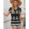 image:imageWIHOLL Womens Tops Dressy Casual Petal Sleeve Summer Spring Short Sleeve V Neck Shirts Work Business Vacation Clothes 2026Boho Black