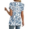 image:imageWIHOLL Womens Tops Dressy Casual Petal Sleeve Summer Spring Short Sleeve V Neck Shirts Work Business Vacation Clothes 2026Boho Blue  White Porcelain
