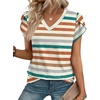 image:imageWIHOLL Womens Tops Dressy Casual Petal Sleeve Summer Spring Short Sleeve V Neck Shirts Work Business Vacation Clothes 2026Color Striped