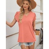 image:imageWIHOLL Womens Tops Dressy Casual Petal Sleeve Summer Spring Short Sleeve V Neck Shirts Work Business Vacation Clothes 2026Coral