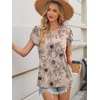 image:imageWIHOLL Womens Tops Dressy Casual Petal Sleeve Summer Spring Short Sleeve V Neck Shirts Work Business Vacation Clothes 2026Floral Beige Flowers
