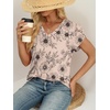image:imageWIHOLL Womens Tops Dressy Casual Petal Sleeve Summer Spring Short Sleeve V Neck Shirts Work Business Vacation Clothes 2026Floral Beige Flowers
