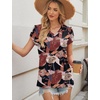 image:imageWIHOLL Womens Tops Dressy Casual Petal Sleeve Summer Spring Short Sleeve V Neck Shirts Work Business Vacation Clothes 2026Floral Black Flowers