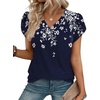 image:imageWIHOLL Womens Tops Dressy Casual Petal Sleeve Summer Spring Short Sleeve V Neck Shirts Work Business Vacation Clothes 2026Floral Blue Flowers