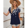 image:imageWIHOLL Womens Tops Dressy Casual Petal Sleeve Summer Spring Short Sleeve V Neck Shirts Work Business Vacation Clothes 2026Floral Blue Flowers