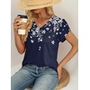 image:imageWIHOLL Womens Tops Dressy Casual Petal Sleeve Summer Spring Short Sleeve V Neck Shirts Work Business Vacation Clothes 2026Floral Blue Flowers