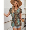 image:imageWIHOLL Womens Tops Dressy Casual Petal Sleeve Summer Spring Short Sleeve V Neck Shirts Work Business Vacation Clothes 2026Floral Boho