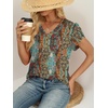 image:imageWIHOLL Womens Tops Dressy Casual Petal Sleeve Summer Spring Short Sleeve V Neck Shirts Work Business Vacation Clothes 2026Floral Boho
