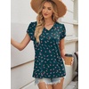 image:imageWIHOLL Womens Tops Dressy Casual Petal Sleeve Summer Spring Short Sleeve V Neck Shirts Work Business Vacation Clothes 2026Floral Navy Blue Pink Flowers