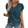 image:imageWIHOLL Womens Tops Dressy Casual Petal Sleeve Summer Spring Short Sleeve V Neck Shirts Work Business Vacation Clothes 2026Floral Navy Blue Pink Flowers