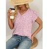 image:imageWIHOLL Womens Tops Dressy Casual Petal Sleeve Summer Spring Short Sleeve V Neck Shirts Work Business Vacation Clothes 2026Floral Pink Dot