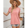image:imageWIHOLL Womens Tops Dressy Casual Petal Sleeve Summer Spring Short Sleeve V Neck Shirts Work Business Vacation Clothes 2026Floral Pink Stripes