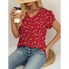 image:imageWIHOLL Womens Tops Dressy Casual Petal Sleeve Summer Spring Short Sleeve V Neck Shirts Work Business Vacation Clothes 2026Floral Red Polka Dot