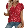 image:imageWIHOLL Womens Tops Dressy Casual Petal Sleeve Summer Spring Short Sleeve V Neck Shirts Work Business Vacation Clothes 2026Floral Red Polka Dot