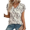 image:imageWIHOLL Womens Tops Dressy Casual Petal Sleeve Summer Spring Short Sleeve V Neck Shirts Work Business Vacation Clothes 2026Floral Ripple