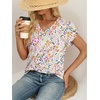 image:imageWIHOLL Womens Tops Dressy Casual Petal Sleeve Summer Spring Short Sleeve V Neck Shirts Work Business Vacation Clothes 2026Floral White Red Flowers