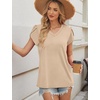 image:imageWIHOLL Womens Tops Dressy Casual Petal Sleeve Summer Spring Short Sleeve V Neck Shirts Work Business Vacation Clothes 2026Khaki