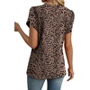 image:imageWIHOLL Womens Tops Dressy Casual Petal Sleeve Summer Spring Short Sleeve V Neck Shirts Work Business Vacation Clothes 2026Leopard Print Dark Brown