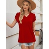 image:imageWIHOLL Womens Tops Dressy Casual Petal Sleeve Summer Spring Short Sleeve V Neck Shirts Work Business Vacation Clothes 2026Red