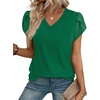 image:imageWIHOLL Womens Tops Dressy Casual Petal Sleeve Summer Spring Short Sleeve V Neck Shirts Work Business Vacation Clothes 2026St Patrick Day Green
