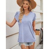 image:imageWIHOLL Womens Tops Dressy Casual Petal Sleeve Summer Spring Short Sleeve V Neck Shirts Work Business Vacation Clothes 2026Striped Blue