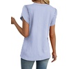image:imageWIHOLL Womens Tops Dressy Casual Petal Sleeve Summer Spring Short Sleeve V Neck Shirts Work Business Vacation Clothes 2026Striped Blue