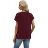 image:imageWIHOLL Womens Tops Dressy Casual Rolled Short Sleeve V Neck T Shirts Summer Business Work Blouses Crepe Texture OutfitsAburgundy