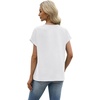 image:imageWIHOLL Womens Tops Dressy Casual Rolled Short Sleeve V Neck T Shirts Summer Business Work Blouses Crepe Texture OutfitsAwhite