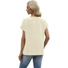 image:imageWIHOLL Womens Tops Dressy Casual Rolled Short Sleeve V Neck T Shirts Summer Business Work Blouses Crepe Texture OutfitsPapricotripple Stripd