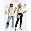 image:imageWIHOLL Womens Tops Dressy Casual Rolled Short Sleeve V Neck T Shirts Summer Business Work Blouses Crepe Texture OutfitsPapricotripple Stripd