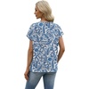 image:imageWIHOLL Womens Tops Dressy Casual Rolled Short Sleeve V Neck T Shirts Summer Business Work Blouses Crepe Texture OutfitsPblue Ethnic Flower