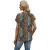 image:imageWIHOLL Womens Tops Dressy Casual Rolled Short Sleeve V Neck T Shirts Summer Business Work Blouses Crepe Texture OutfitsPbohemia Print