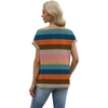 image:imageWIHOLL Womens Tops Dressy Casual Rolled Short Sleeve V Neck T Shirts Summer Business Work Blouses Crepe Texture OutfitsPcolorful Striped