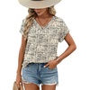 image:imageWIHOLL Womens Tops Dressy Casual Rolled Short Sleeve V Neck T Shirts Summer Business Work Blouses Crepe Texture OutfitsPhoundstooth
