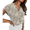 image:imageWIHOLL Womens Tops Dressy Casual Rolled Short Sleeve V Neck T Shirts Summer Business Work Blouses Crepe Texture OutfitsPhoundstooth