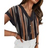 image:imageWIHOLL Womens Tops Dressy Casual Rolled Short Sleeve V Neck T Shirts Summer Business Work Blouses Crepe Texture OutfitsPpink Vertical Striped