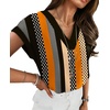image:imageWIHOLL Womens Tops Dressy Casual Rolled Short Sleeve V Neck T Shirts Summer Business Work Blouses Crepe Texture OutfitsPstriped Polka Dot