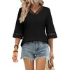 image:imageWIHOLL Womens Tops Eyelet Lace V Neck 34 Bell Sleeve Blouses Dressy Casual Work Shirt 2026 Summer Fall Fashion Clothing01back