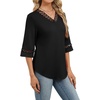 image:imageWIHOLL Womens Tops Eyelet Lace V Neck 34 Bell Sleeve Blouses Dressy Casual Work Shirt 2026 Summer Fall Fashion Clothing01back