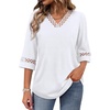 image:imageWIHOLL Womens Tops Eyelet Lace V Neck 34 Bell Sleeve Blouses Dressy Casual Work Shirt 2026 Summer Fall Fashion Clothing02white