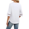 image:imageWIHOLL Womens Tops Eyelet Lace V Neck 34 Bell Sleeve Blouses Dressy Casual Work Shirt 2026 Summer Fall Fashion Clothing02white