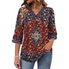 image:imageWIHOLL Womens Tops Eyelet Lace V Neck 34 Bell Sleeve Blouses Dressy Casual Work Shirt 2026 Summer Fall Fashion Clothing03burgundy Boho