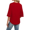 image:imageWIHOLL Womens Tops Eyelet Lace V Neck 34 Bell Sleeve Blouses Dressy Casual Work Shirt 2026 Summer Fall Fashion Clothing03red