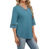 image:imageWIHOLL Womens Tops Eyelet Lace V Neck 34 Bell Sleeve Blouses Dressy Casual Work Shirt 2026 Summer Fall Fashion Clothing03turquoise