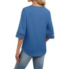 image:imageWIHOLL Womens Tops Eyelet Lace V Neck 34 Bell Sleeve Blouses Dressy Casual Work Shirt 2026 Summer Fall Fashion ClothingBlue