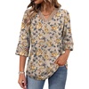 image:imageWIHOLL Womens Tops Eyelet Lace V Neck 34 Bell Sleeve Blouses Dressy Casual Work Shirt 2026 Summer Fall Fashion ClothingCaramel Blossom