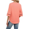 image:imageWIHOLL Womens Tops Eyelet Lace V Neck 34 Bell Sleeve Blouses Dressy Casual Work Shirt 2026 Summer Fall Fashion ClothingCoral